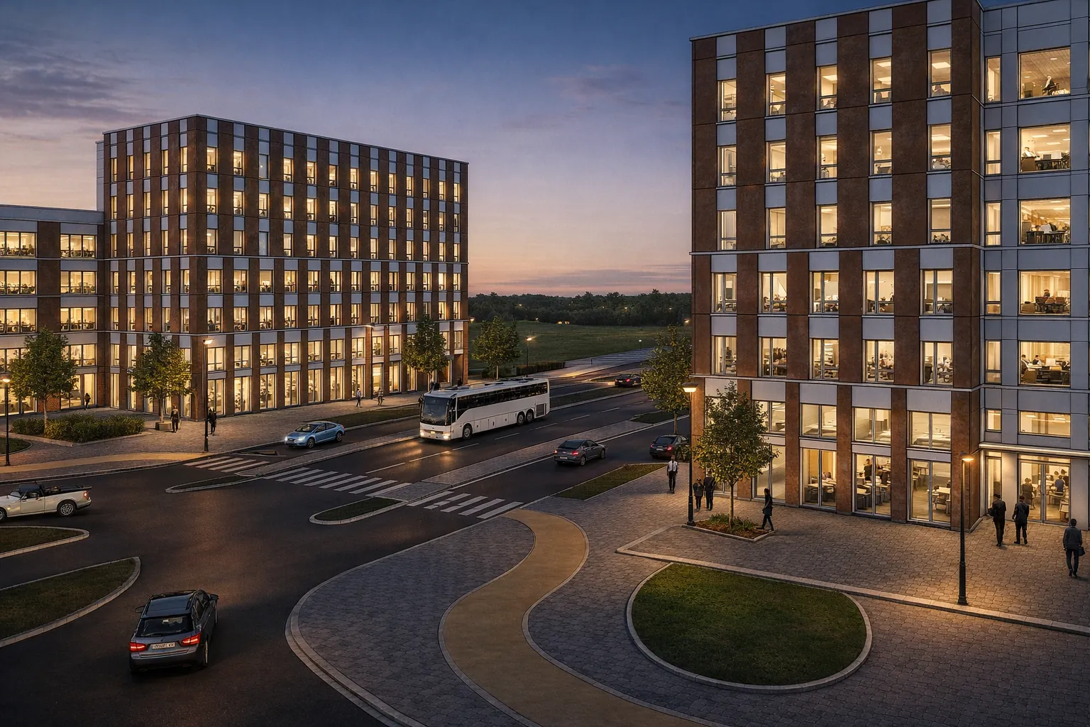 Perspective 3D immeubles nuit